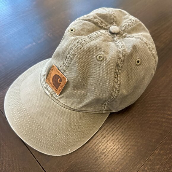 Carhartt Green Canvas Logo Patch Adjustable Hat Cotton One Size - Picture 2 of 4
